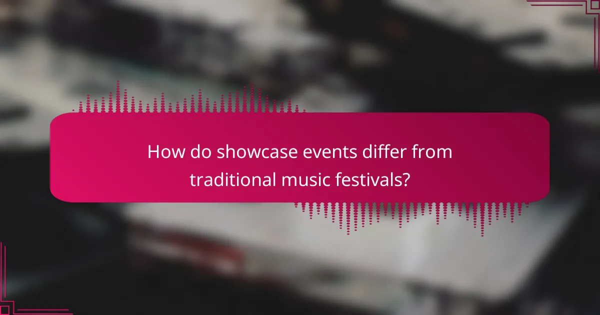 How do showcase events differ from traditional music festivals?