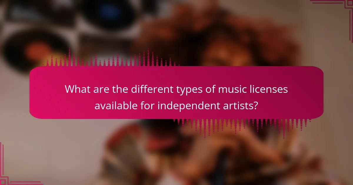 What are the different types of music licenses available for independent artists?