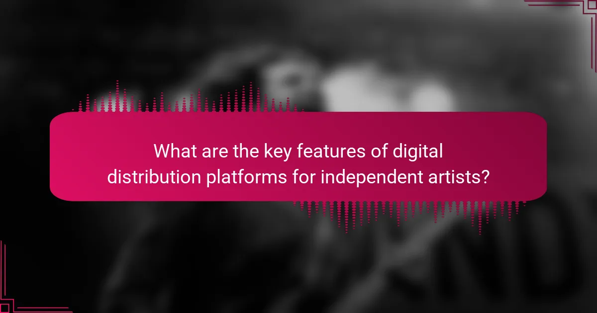 What are the key features of digital distribution platforms for independent artists?