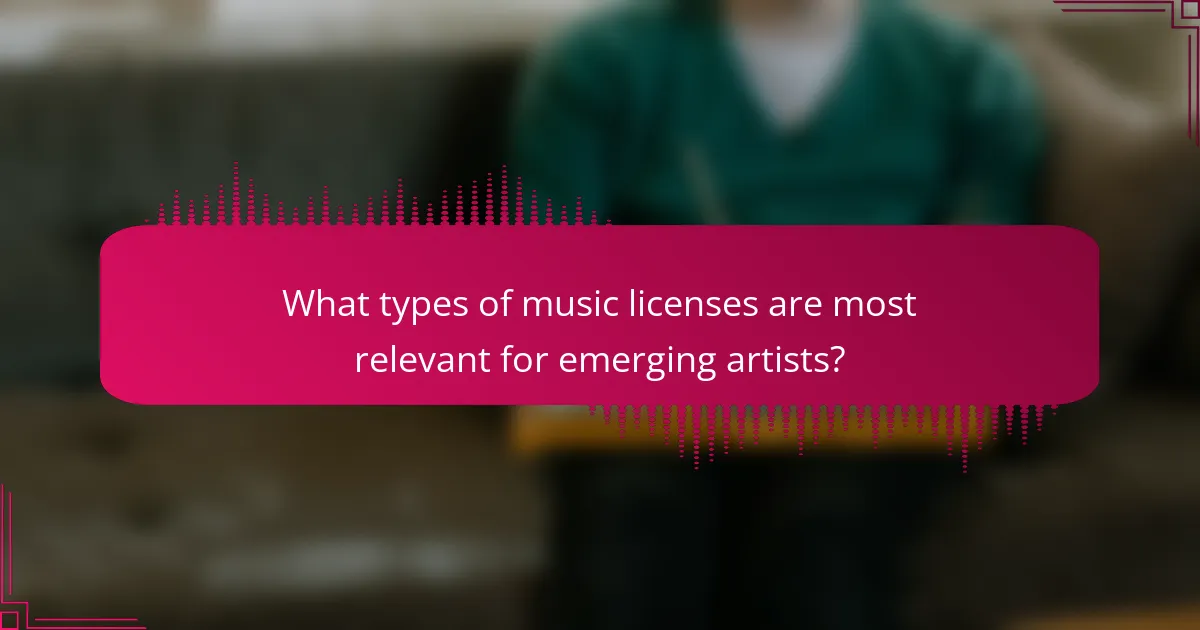 What types of music licenses are most relevant for emerging artists?